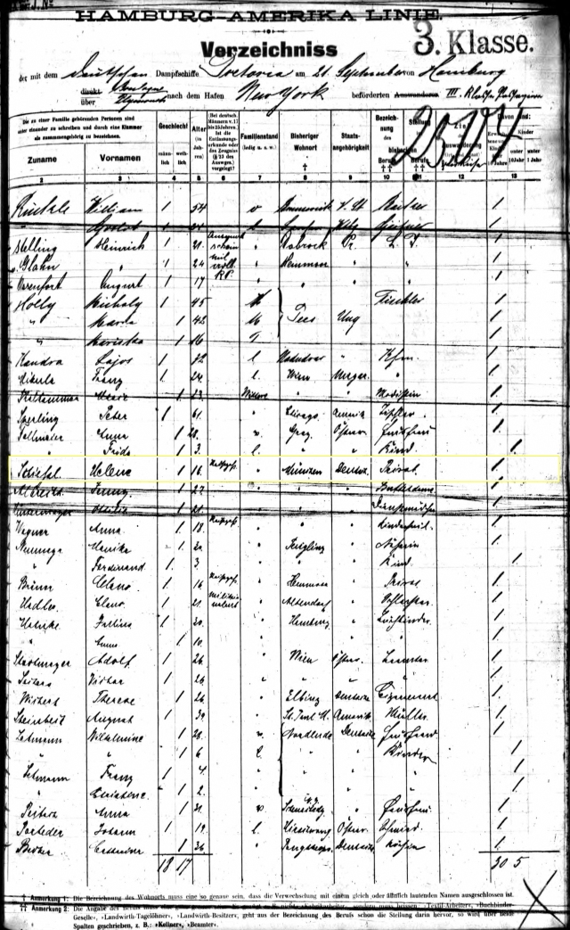 List of passengers who arrived in the U.S. aboard the Pretoria circa 1907-1908.