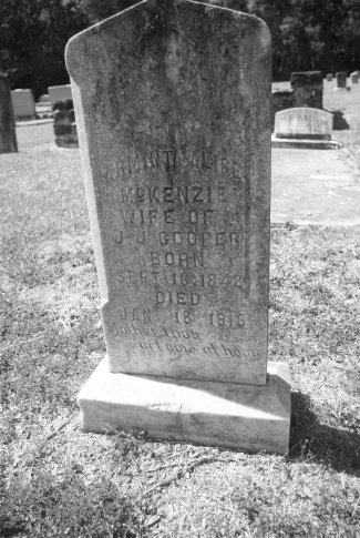 Headstone at the Old Cooper Cemetery in Baldwin County bearing the name Arminta McKenzie Cooper.