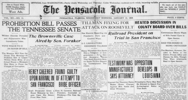 Front Page - Pensacola Journal - January 13, 1909